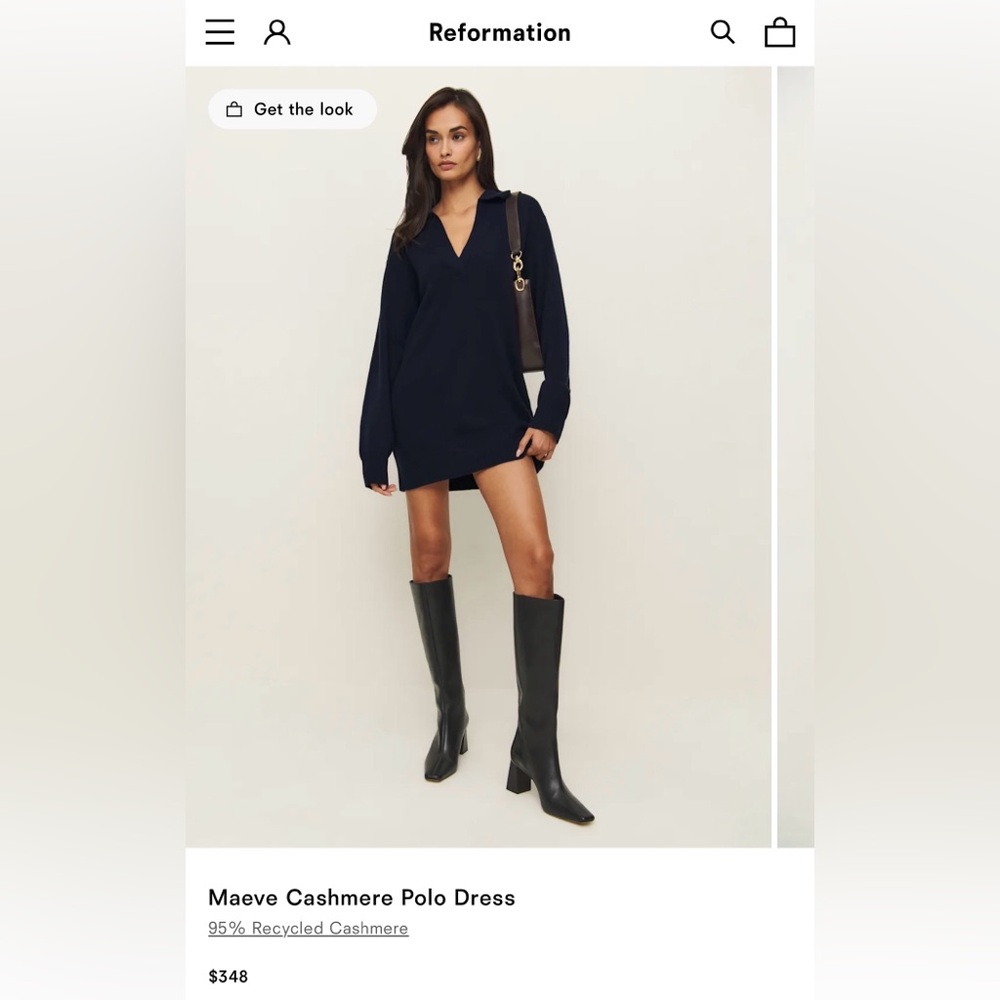 Reformation Navy Maeve Cashmere Polo Dress